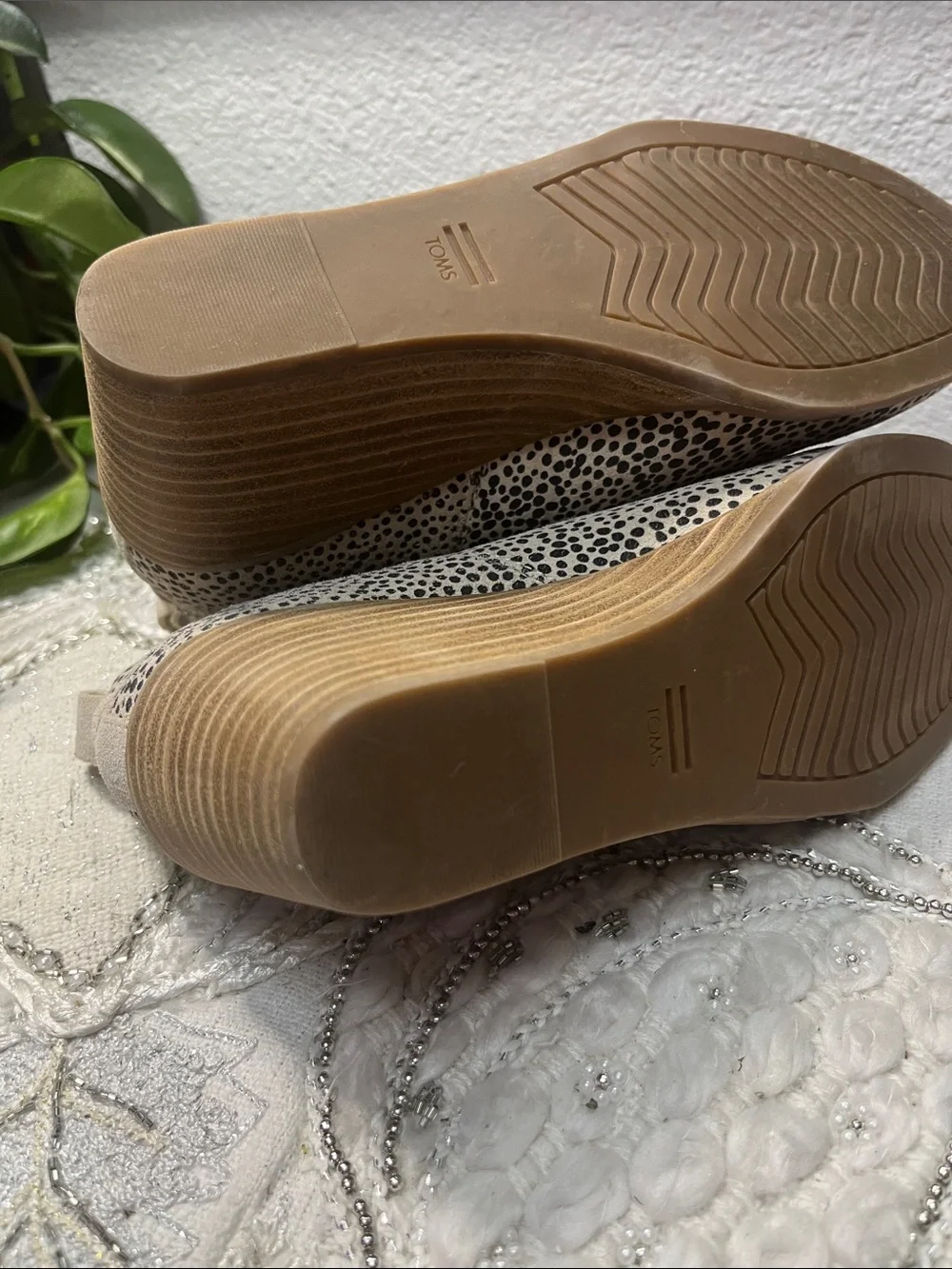 Toms Leopard-Print Wedge Ankle Booties in Beige and Black (6) see description